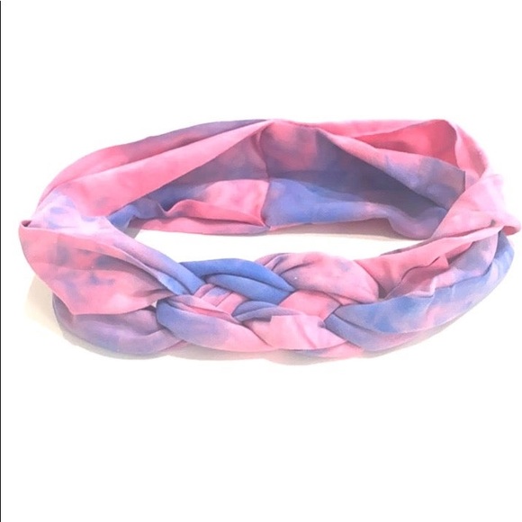 Accessories - Braided Tie Dye stretch Headband pink blue